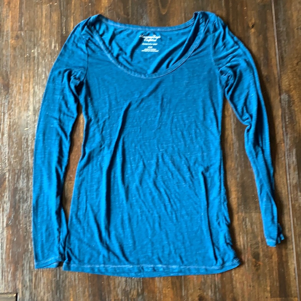 Basic blue long sleeve. American Eagle Outfitters